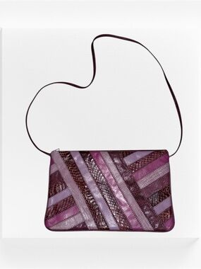 Vintage Burgundy and Pink Women's Bag